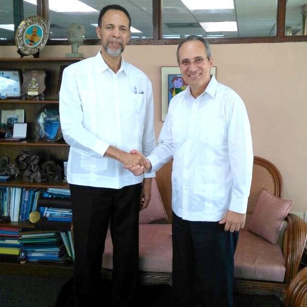 Assistant Secretary-General, Ambassador Colin Granderson (l) and Mr. Saul Perez Pijuan of the IAEA