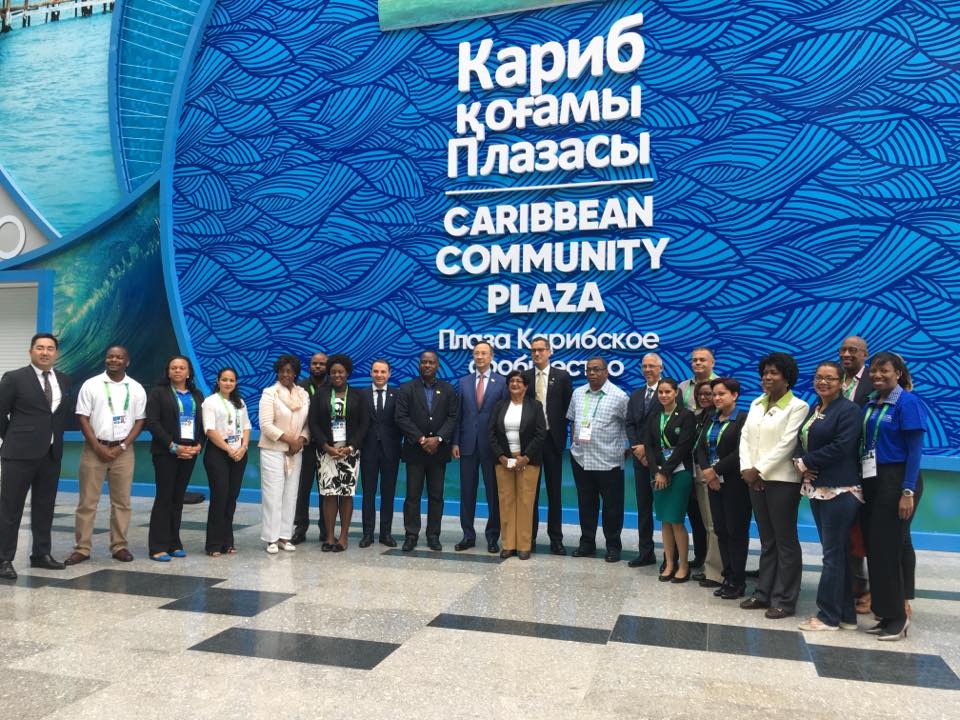 CARICOM Ministers of Government, and representatives of Member States and CARICOM pose for a photograph at Expo Astana