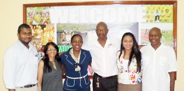 CARIFESTA officials ready to go! (From left) Ohene Koama, Seeta Shah Roath, Minister Nicolette Henry, Lennox Canterbury, Roshini Boodhoo, and Al Creighton (Photo via Kaieteur News)