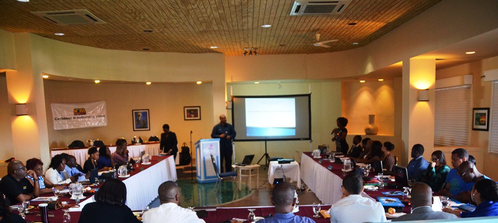 Participants of the training workshop on responsible coverage of children's Issues. (Photo via St Kitts and Nevis Information Service)