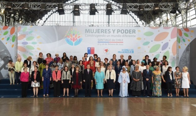 Group photo at the high-level international meeting on Women in Power held Feb. 27-28 in Santiago, Chile, which analysed the human rights of women, as part of the major events held worldwide 20 years after the World Conference on Women in Beijing. (Photo via Ximena Castro/Government of Chile)