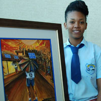 Nineteen-year-old Coryse Wright, an Upper Sixth Form pupil at Speyside High School, is this year’s winner of the Ministry of Foreign Affairs’ Bridging Borders through Art Competition with her piece entitled “Solar Cooler”. —(Picture courtesy Speyside High School Art Department)
