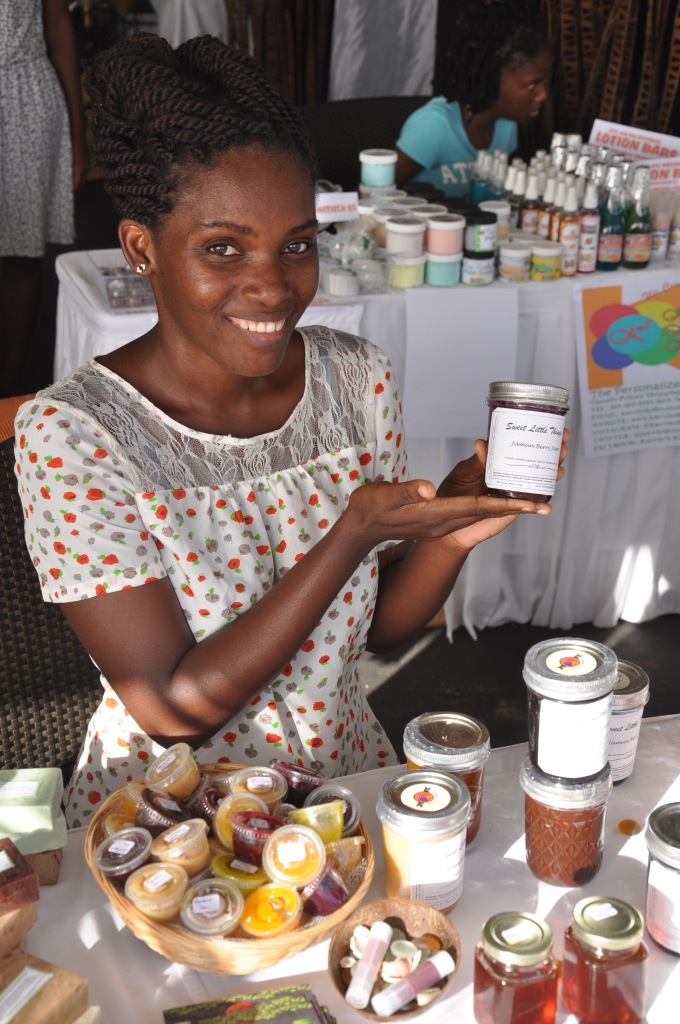 Young entrepreneur, Anastasha Elliot, displays one of her products