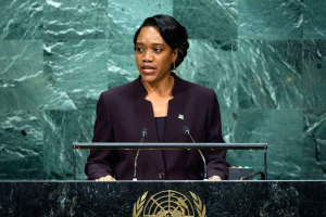Foreign Minister Francine Baron of Dominica (Photo via UN/Manuel Elias)
