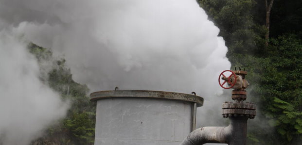 Geothermal flow test in the Roseau Valley (Photo via Dominica News Online)