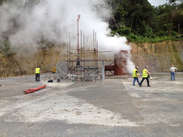 File photo of geothermal testing in the Roseau Valley (Photo via Dominica News Online)
