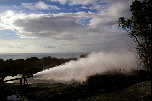 Steam spouts from a geothermal well (Photo via SKNIS)