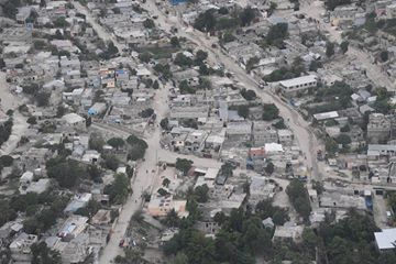 An aerial view of the Haitian landscape  after the passage of Hurricane  Matthew (Photo via Dominica  PM Roosevelt Skerrit)