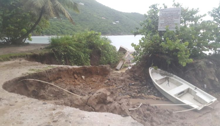 BVI Flash Flood erosion boat and sea