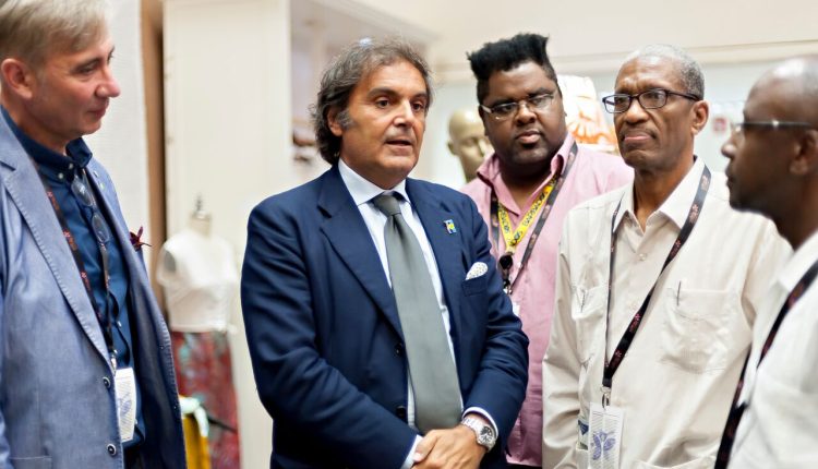 CFXIII Antonio sharing information with Barbados Minister of Culture and Assistant Secretary General of CARICOM