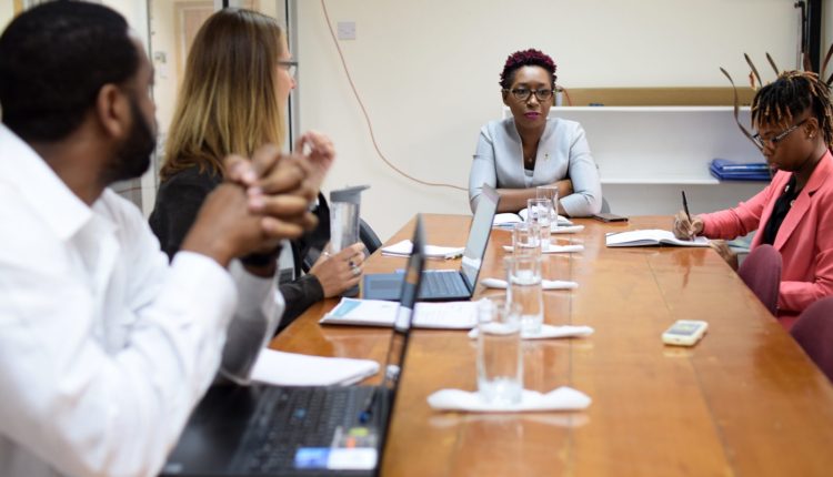 Head of Office of Climate Change, Janelle Christian makes a point during the meeting with CCCCC representatives